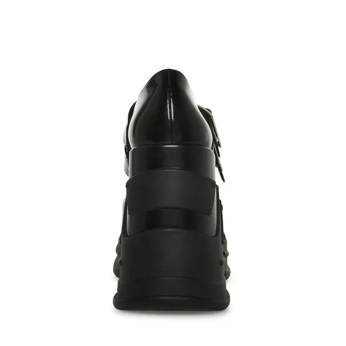 Steve Madden Phase Black Leather Womens Loafers and Flats