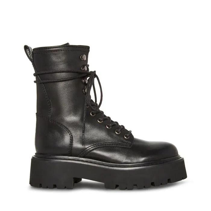 Steve Madden Rowen Black Leather Womens Boots and Booties