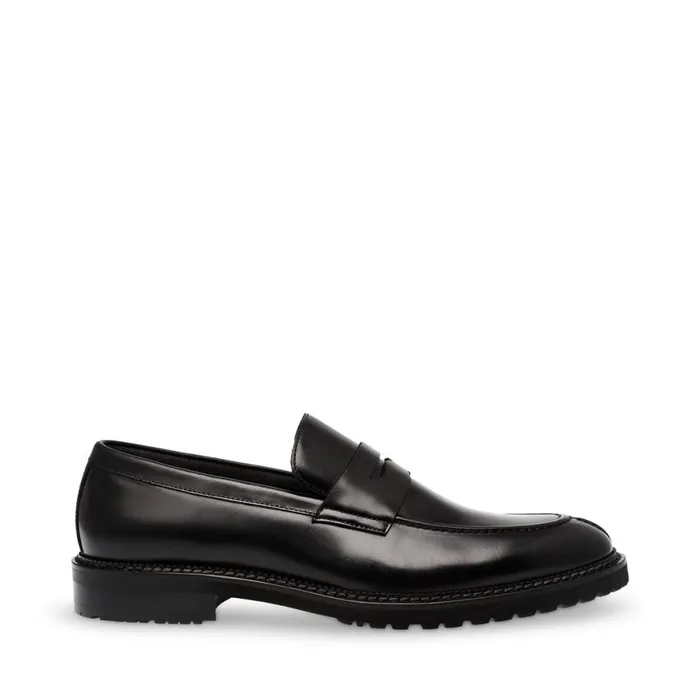 Steve Madden Saban Black Leather Mens Loafers