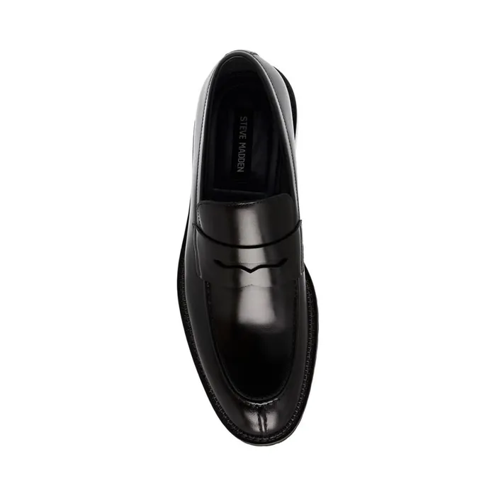 Steve Madden Saban Black Leather Mens Loafers