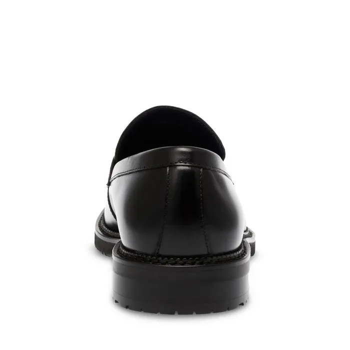 Steve Madden Saban Black Leather Mens Loafers