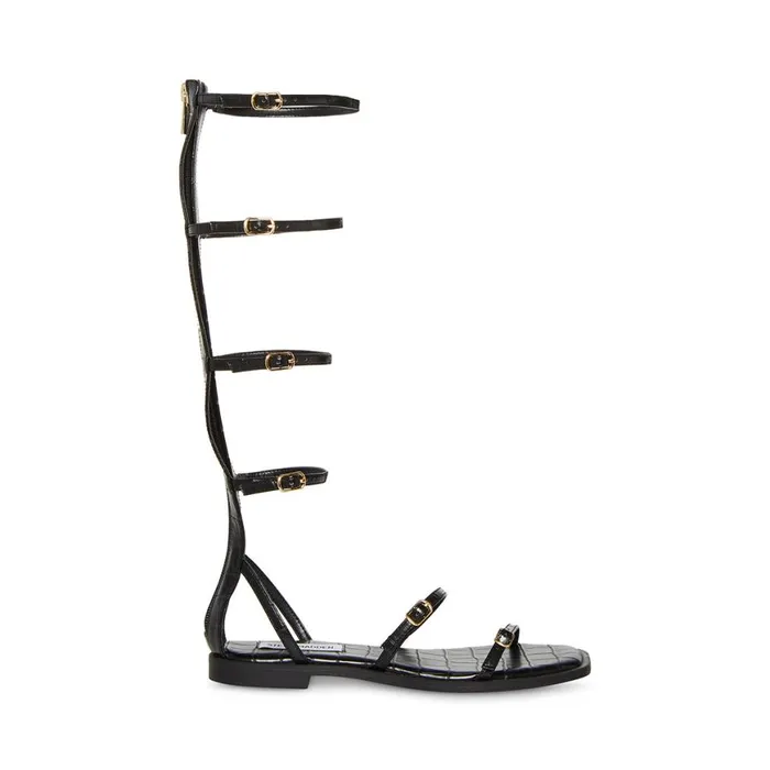 Steve Madden Spartan Black Crocodile Womens Sandals