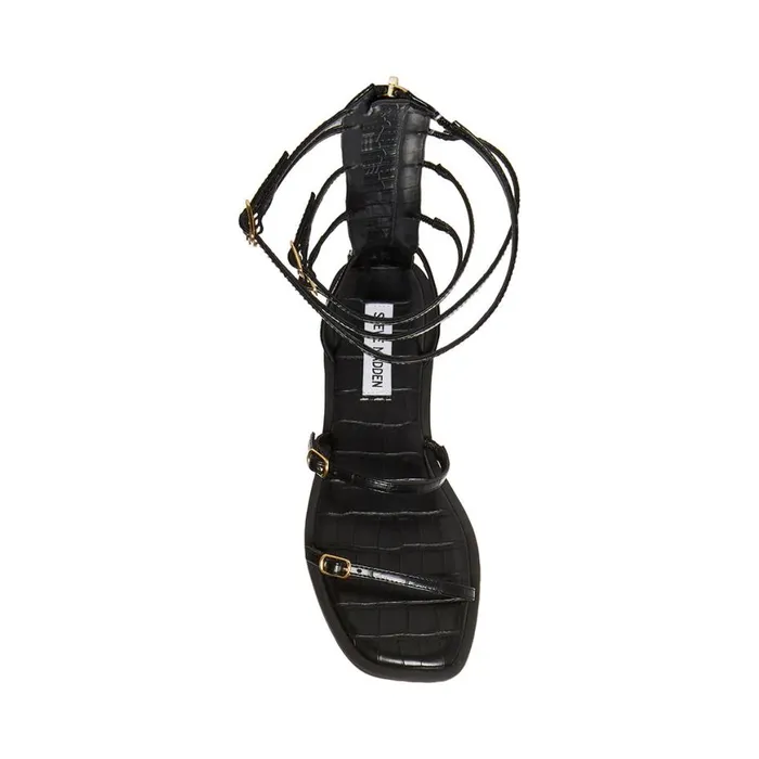 Steve Madden Spartan Black Crocodile Womens Sandals