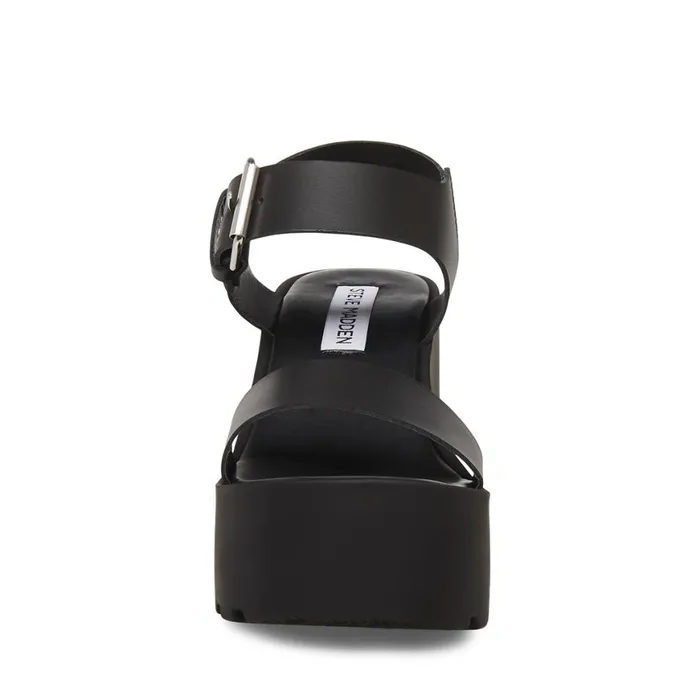 Steve Madden Vesta Black Leather Womens Sandals