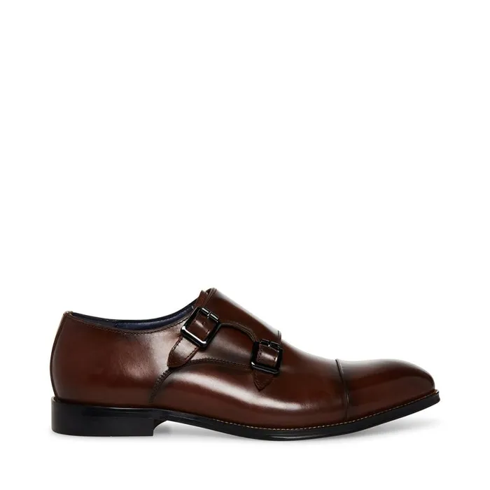 Steve Madden Zaven Brown Leather Mens Dress