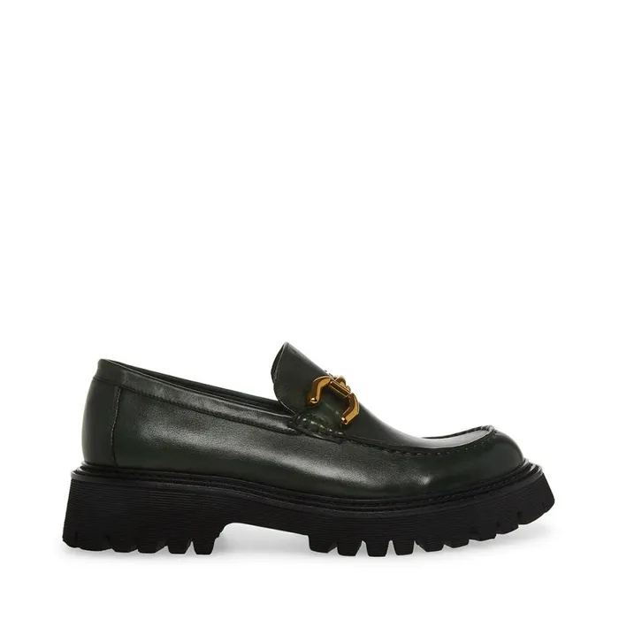 Steve Madden Zylo Green Leather Mens Loafers