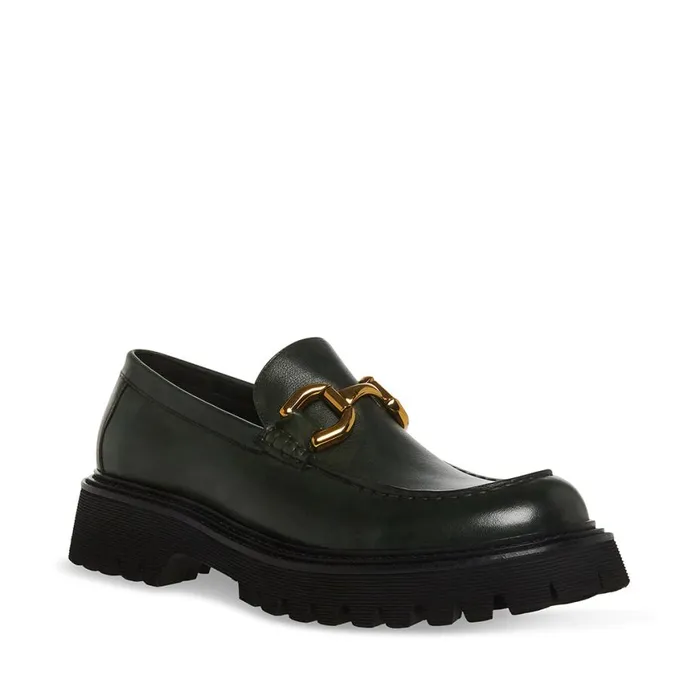 Steve Madden Zylo Green Leather Mens Loafers