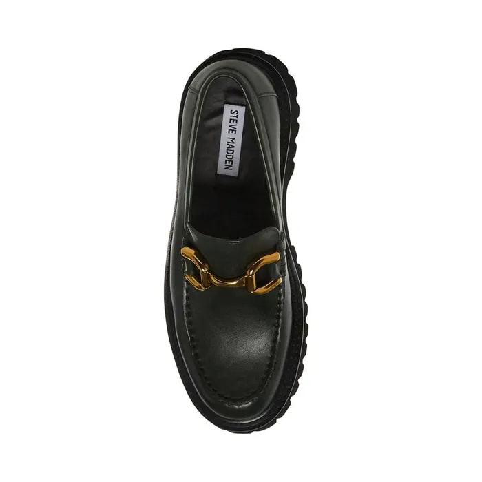 Steve Madden Zylo Green Leather Mens Loafers