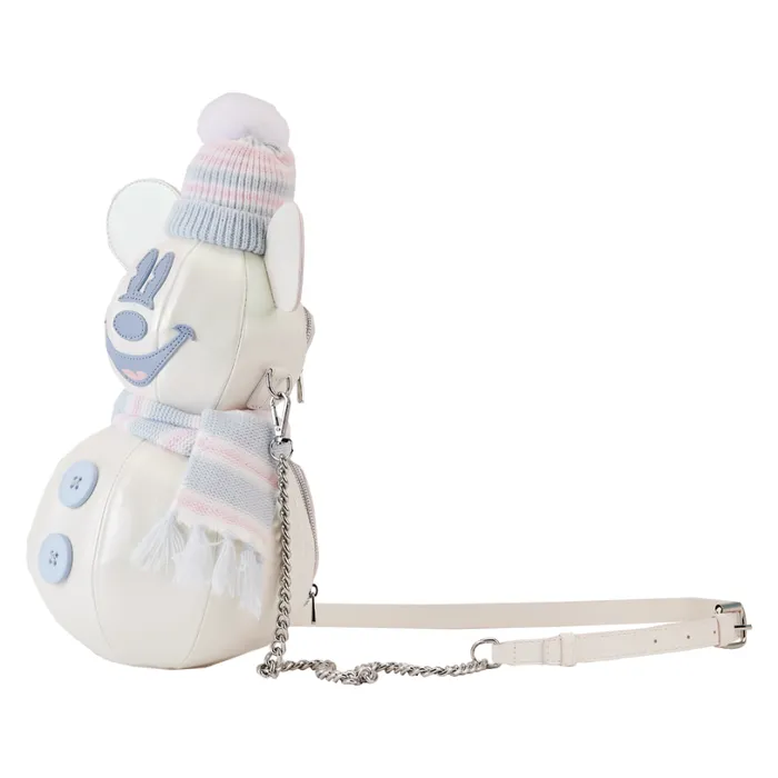 Stitch Shoppe Mickey Mouse Exclusive Winter Snowman Iridescent Figural Crossbody Bag Unisex Loungefly Crossbody Bags
