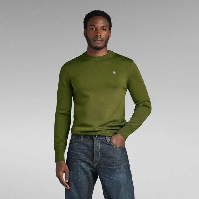Sweaters Men GStar RAW Premium Core Knitted Sweater Dark Olive
