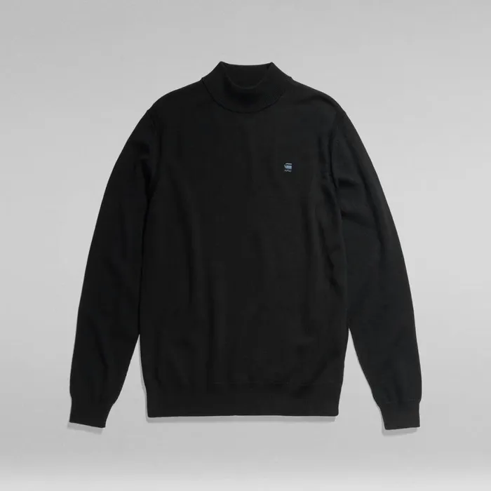 Sweaters Men GStar RAW Premium Core Mock Knit Dark Black
