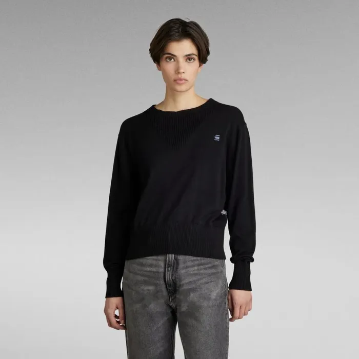 Sweaters Women GStar RAW Core Round Neck Knitted Sweater Dark Black