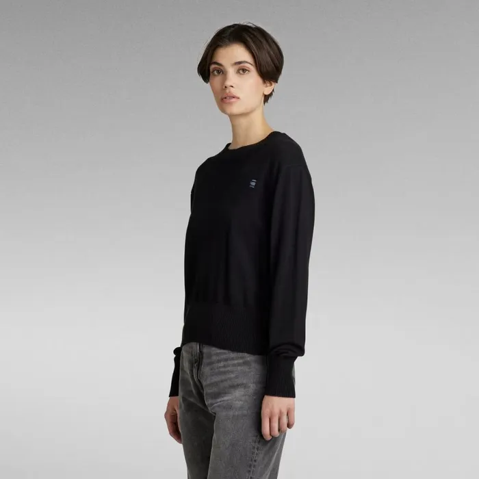 Sweaters Women GStar RAW Core Round Neck Knitted Sweater Dark Black