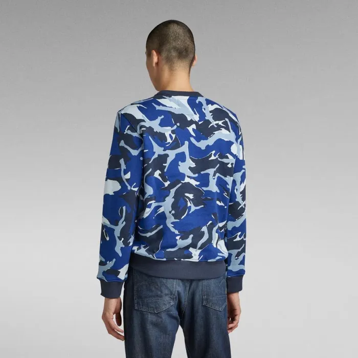 Sweatshirts and Hoodies Men GStar RAW Camo RAW Sweater Sartho Blue Woodland Camo