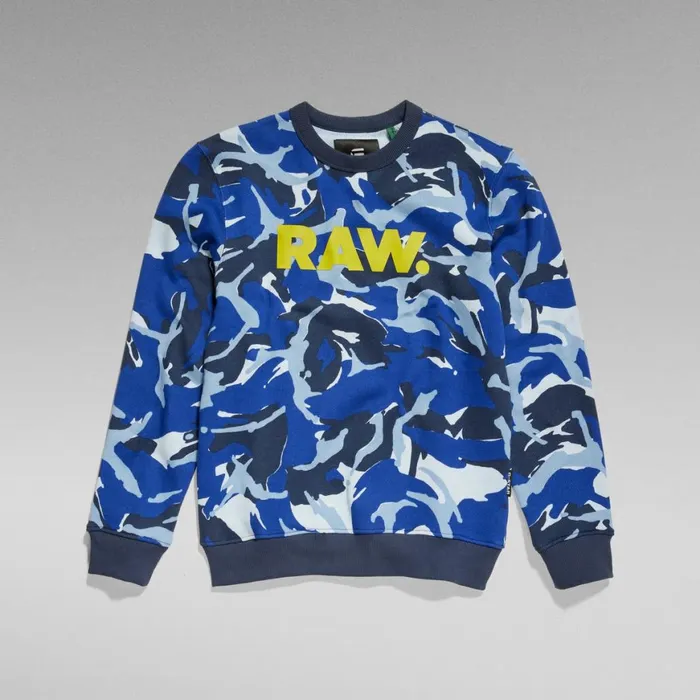 Sweatshirts and Hoodies Men GStar RAW Camo RAW Sweater Sartho Blue Woodland Camo