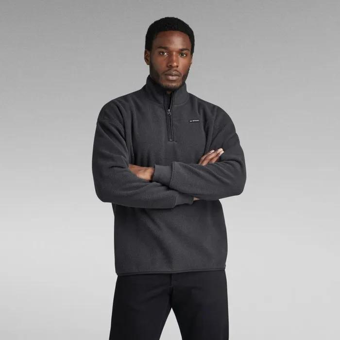 Sweatshirts and Hoodies Men GStar RAW Fleece Half Zip Loose Sweater Shadow