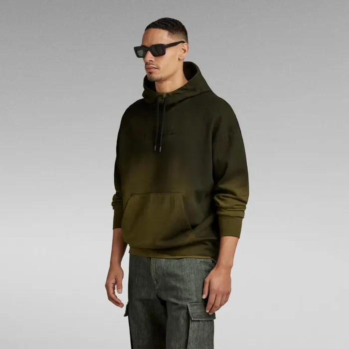Sweatshirts and Hoodies Men GStar RAW Hand Sprayed Hooded Loose Sweater Dark Olive Sprayed