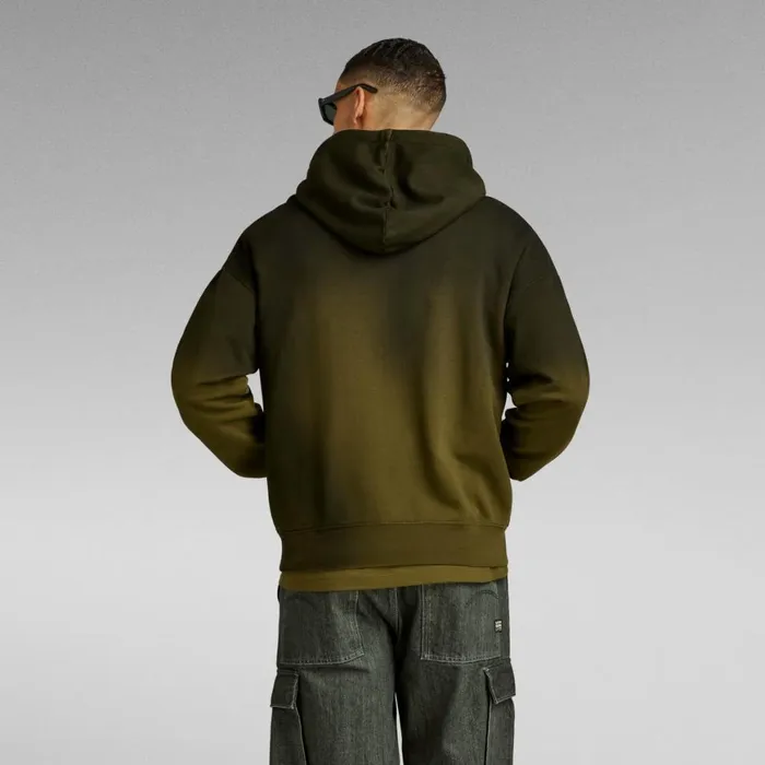 Sweatshirts and Hoodies Men GStar RAW Hand Sprayed Hooded Loose Sweater Dark Olive Sprayed