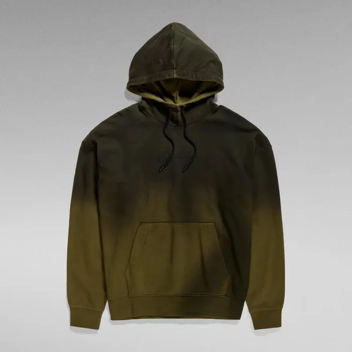 Sweatshirts and Hoodies Men GStar RAW Hand Sprayed Hooded Loose Sweater Dark Olive Sprayed