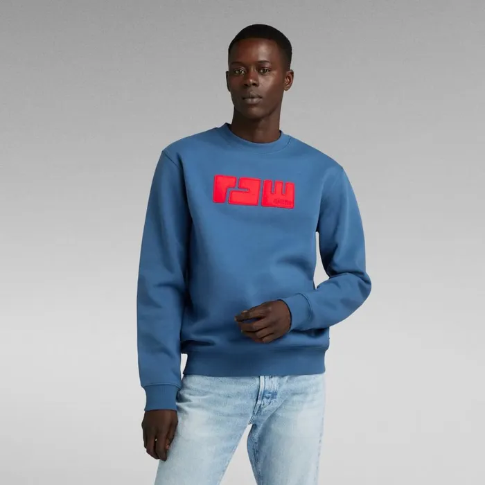 Sweatshirts and Hoodies Men GStar RAW RAW Felt Sweater Rank Blue