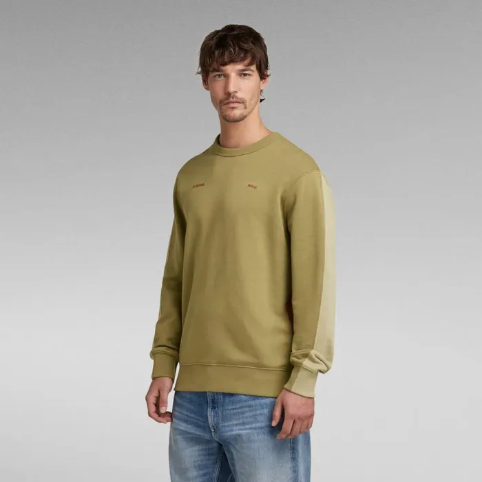 Sweatshirts and Hoodies Men GStar RAW Tape Colorblock Sweater Fresh Army Greenlight Moss Color Block
