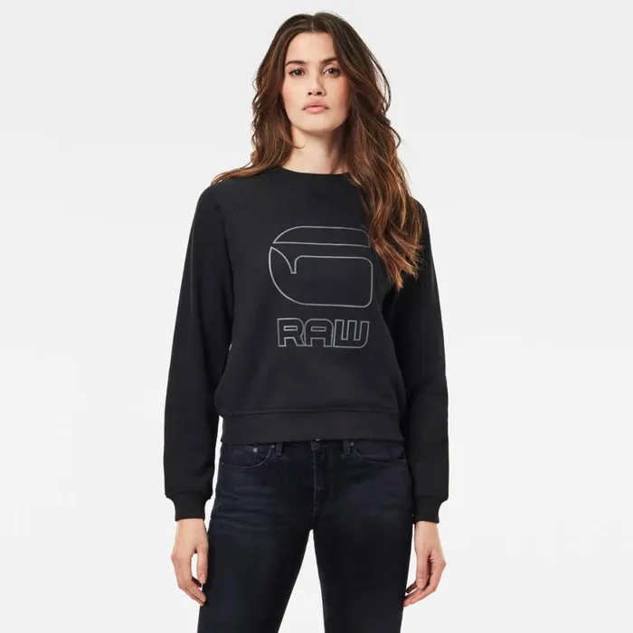 Sweatshirts and Hoodies Women GStar RAW Graphic Graw Straight Sweater Dark Black Sweatshirts and Hoodies Women GStar RAW Graphic Graw Straight Sweater Dark Black