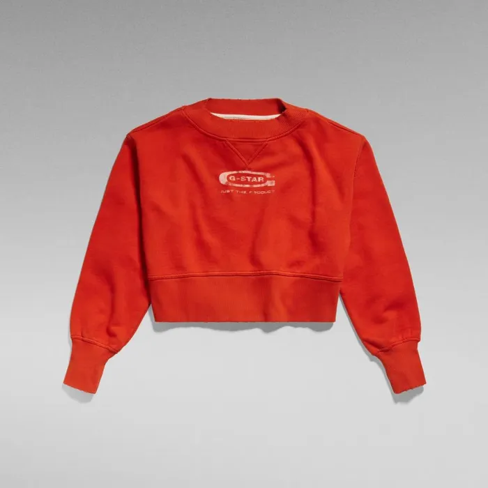 Sweatshirts and Hoodies Women GStar RAW Vintage Cropped Logo Loose Sweater Rooibos Tea