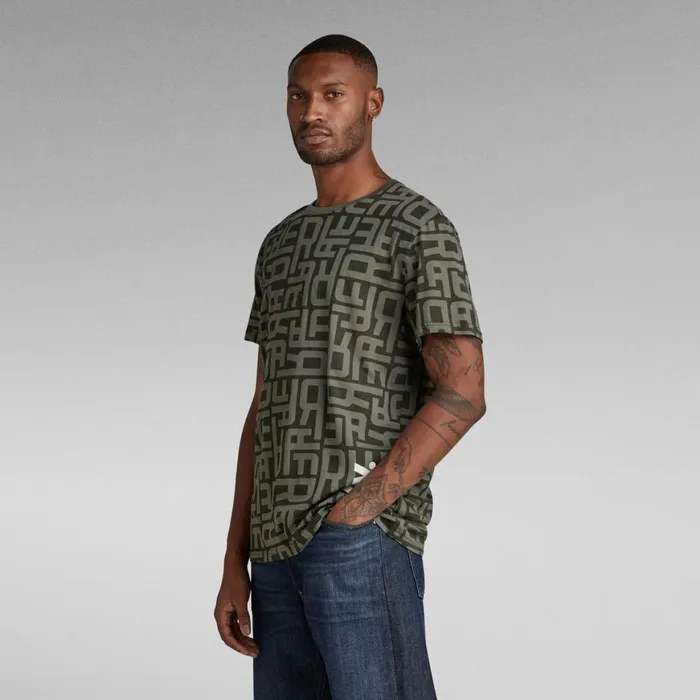 TShirts and Polos Men GStar RAW Faded Allover Print TShirt Asfalt Raw Font