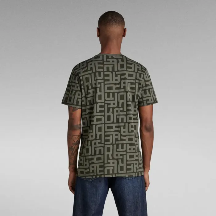 TShirts and Polos Men GStar RAW Faded Allover Print TShirt Asfalt Raw Font