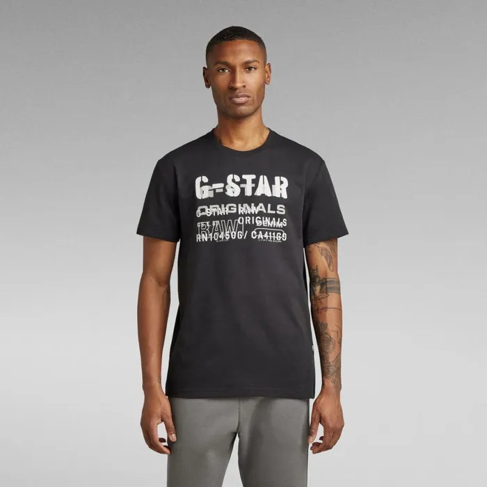 TShirts and Polos Men GStar RAW Stencil Originals TShirt Dark Black