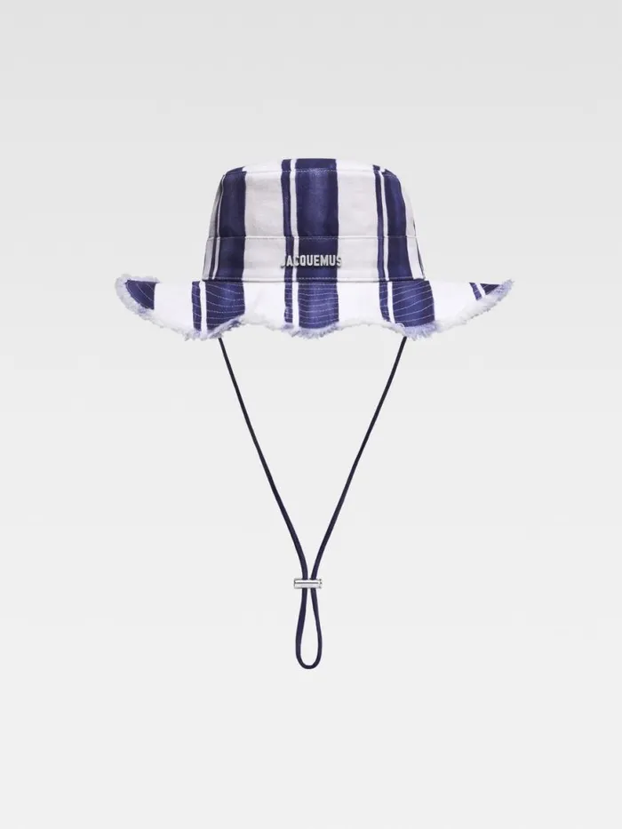 The Artichaut Bucket Hat Print Rayure Blue WomenMen JACQUEMUS Hats