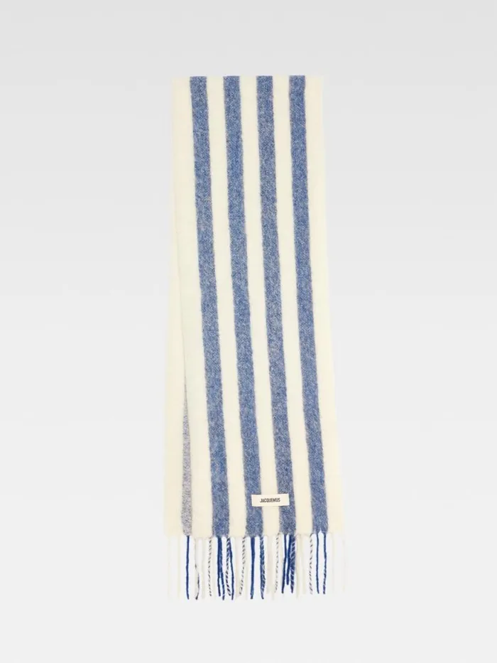 The Carro Scarf Print White and Blue Stripes WomenMen JACQUEMUS Scarves Beanies and Gloves The Carro Scarf Print White and Blue Stripes WomenMen JACQUEMUS Scarves Beanies and Gloves