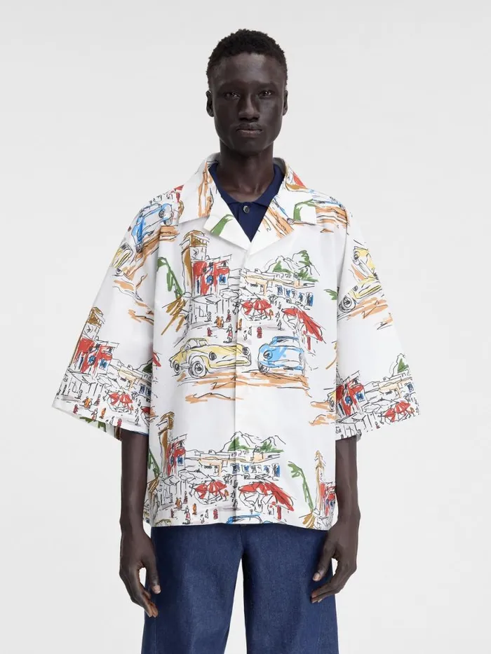 The Casaco Shirt Print Capri Cars White Men JACQUEMUS Shirts The Casaco Shirt Print Capri Cars White Men JACQUEMUS Shirts