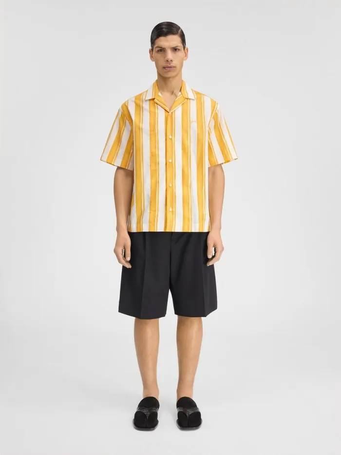 The Jean Shirt Print Rayure Yellow Ecru Men JACQUEMUS Shirts