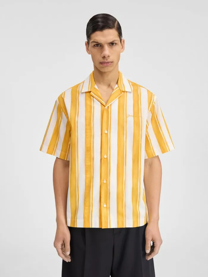 The Jean Shirt Print Rayure Yellow Ecru Men JACQUEMUS Shirts The Jean Shirt Print Rayure Yellow Ecru Men JACQUEMUS Shirts