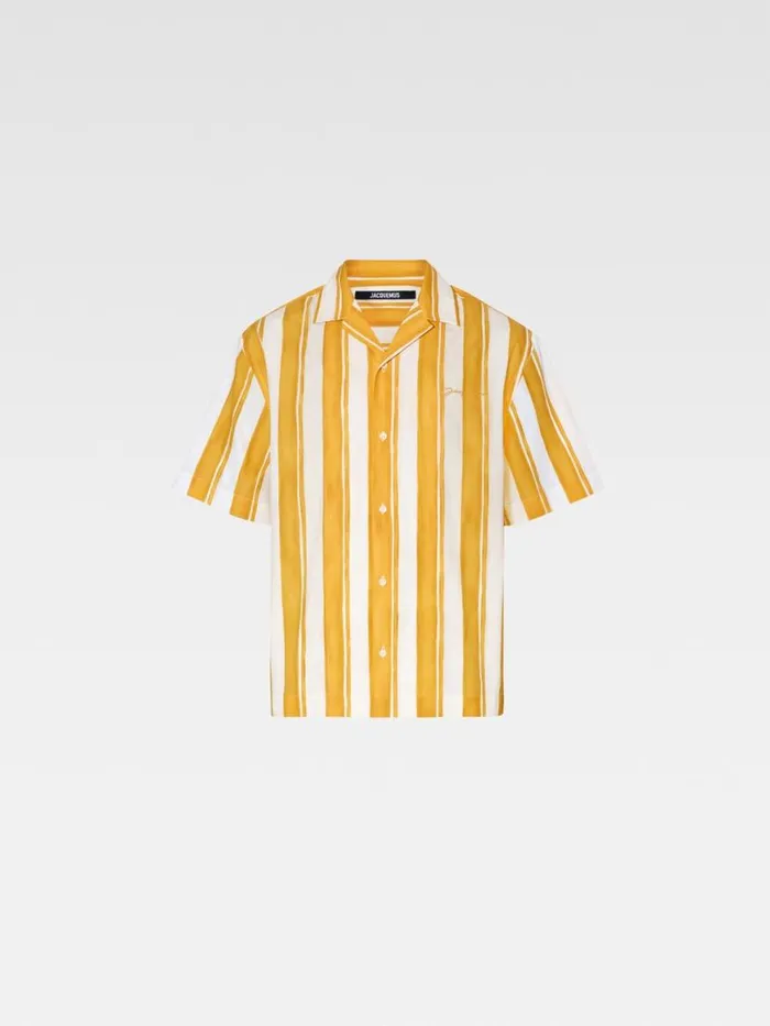 The Jean Shirt Print Rayure Yellow Ecru Men JACQUEMUS Shirts The Jean Shirt Print Rayure Yellow Ecru Men JACQUEMUS Shirts