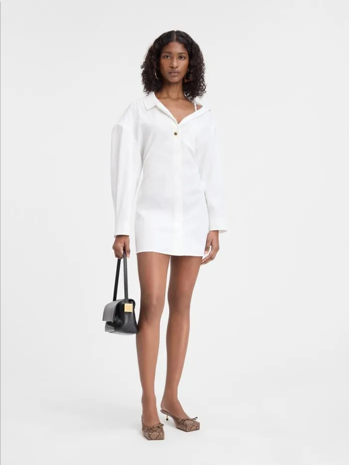 The Mini Shirt Dress White Women JACQUEMUS Dresses and Skirts