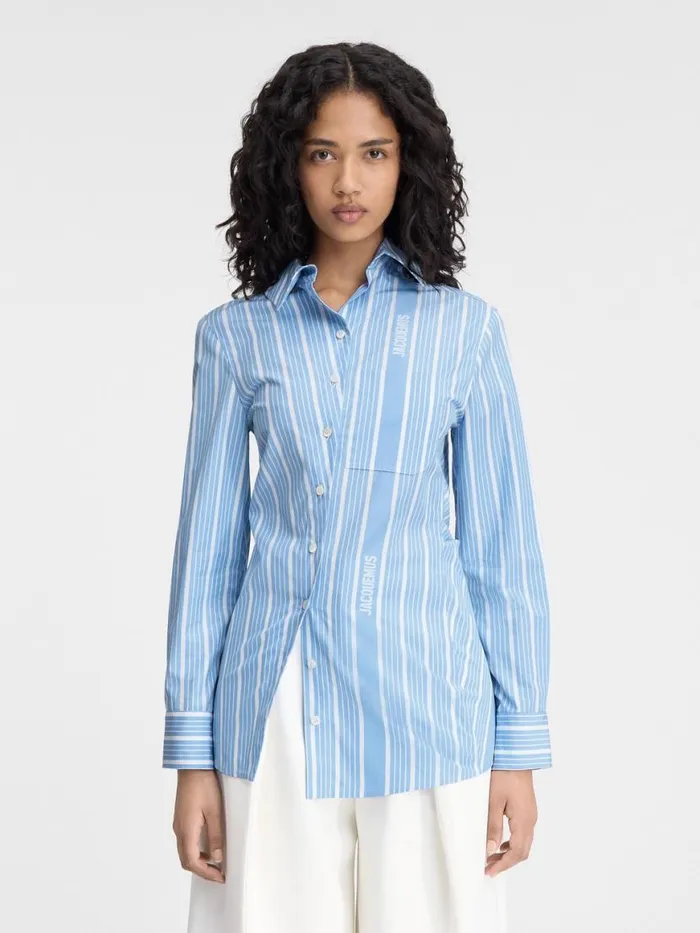 The Pablo Shirt Jacquard Bluewhite Women JACQUEMUS Tops and Shirts The Pablo Shirt Jacquard Bluewhite Women JACQUEMUS Tops and Shirts