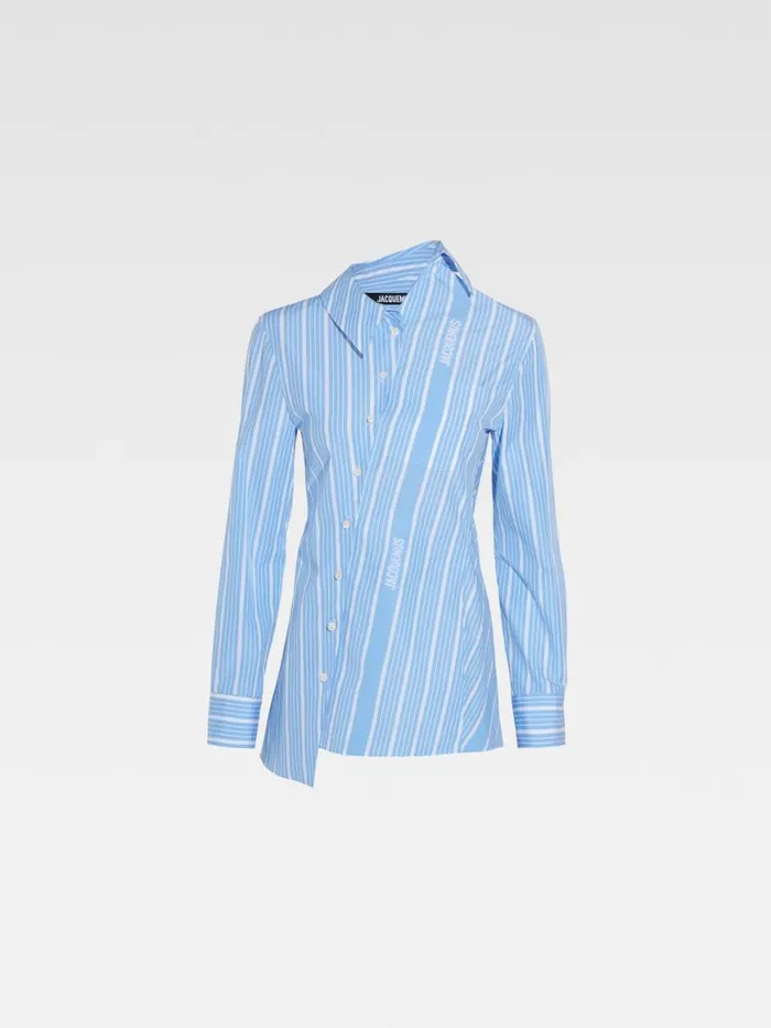 The Pablo Shirt Jacquard Bluewhite Women JACQUEMUS Tops and Shirts The Pablo Shirt Jacquard Bluewhite Women JACQUEMUS Tops and Shirts