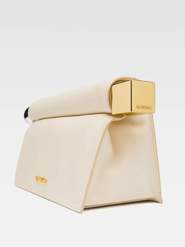 The Rond Carr Clutch Light Ivory Women JACQUEMUS Crossbody and Handbags The Rond Carr Clutch Light Ivory Women JACQUEMUS Crossbody and Handbags
