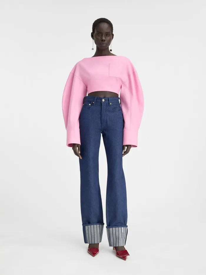 The Straight DeNmes Denim Pants Navy Navy Stripes Women JACQUEMUS Denim