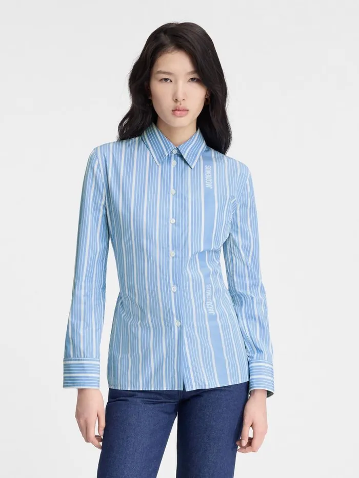 The Suit Shirt Jacquard Bluewhite Women JACQUEMUS Tops and Shirts The Suit Shirt Jacquard Bluewhite Women JACQUEMUS Tops and Shirts