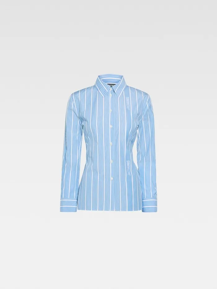 The Suit Shirt Jacquard Bluewhite Women JACQUEMUS Tops and Shirts The Suit Shirt Jacquard Bluewhite Women JACQUEMUS Tops and Shirts