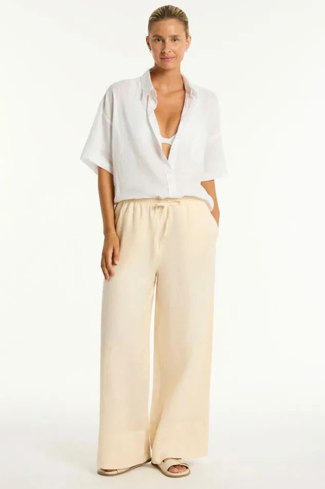 Tidal Linen Palazzo Pant Tidal Linen Vanilla Women Sea Level Linen