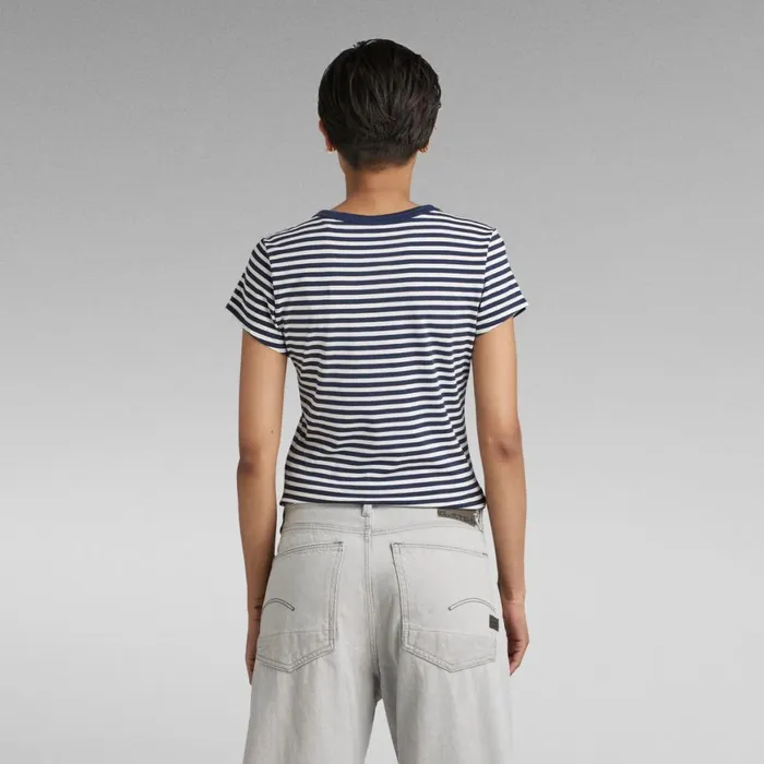 Tops and Tshirts Women GStar RAW Eyben Stripe Slim VNeck Top Sartho Bluemilk Stripe