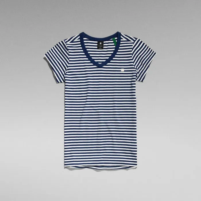 Tops and Tshirts Women GStar RAW Eyben Stripe Slim VNeck Top Sartho Bluemilk Stripe