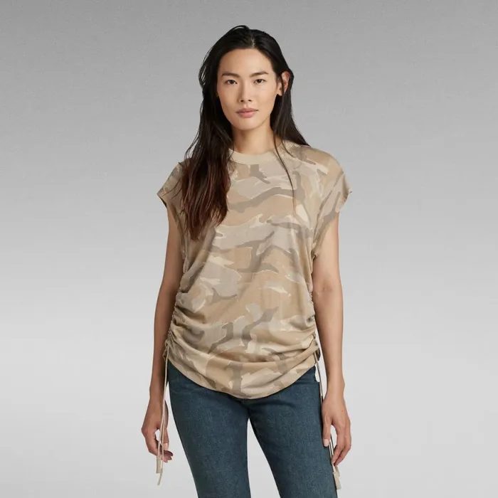 Tops and Tshirts Women GStar RAW Lash Tape Allover TShirt Brick Woodland Camo Tops and Tshirts Women GStar RAW Lash Tape Allover TShirt Brick Woodland Camo