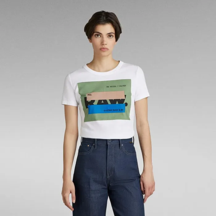 Tops and Tshirts Women GStar RAW RAW Covered Long Slim TShirt White