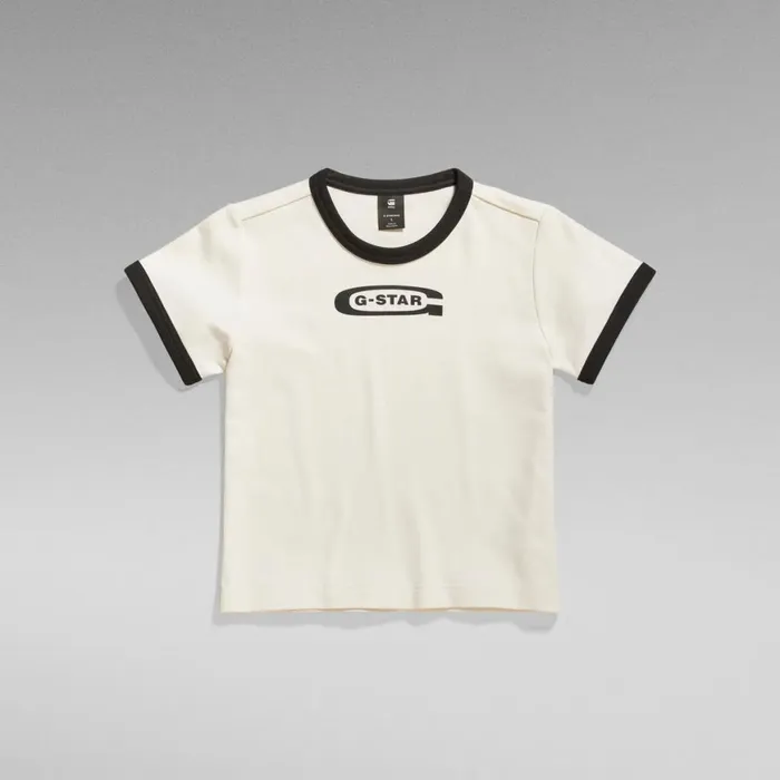 Tops and Tshirts Women GStar RAW Ringer Baby Brother Logo Top Eggnog