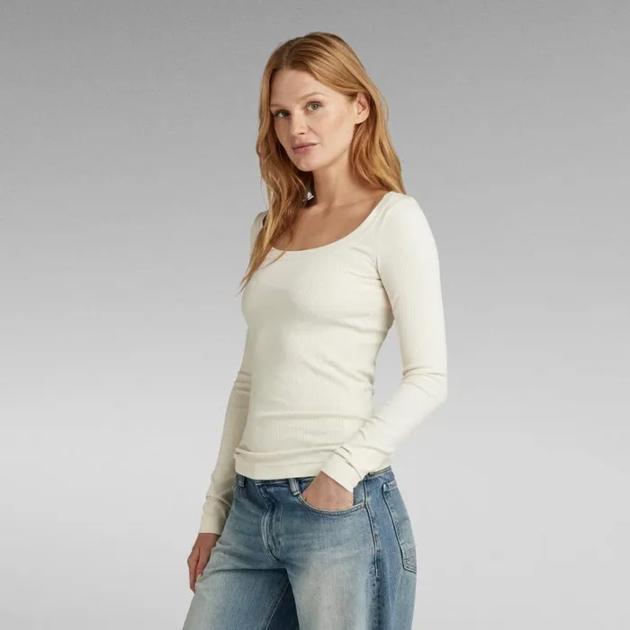 Tops and Tshirts Women GStar RAW Slim Rib Scoop Top Eggnog